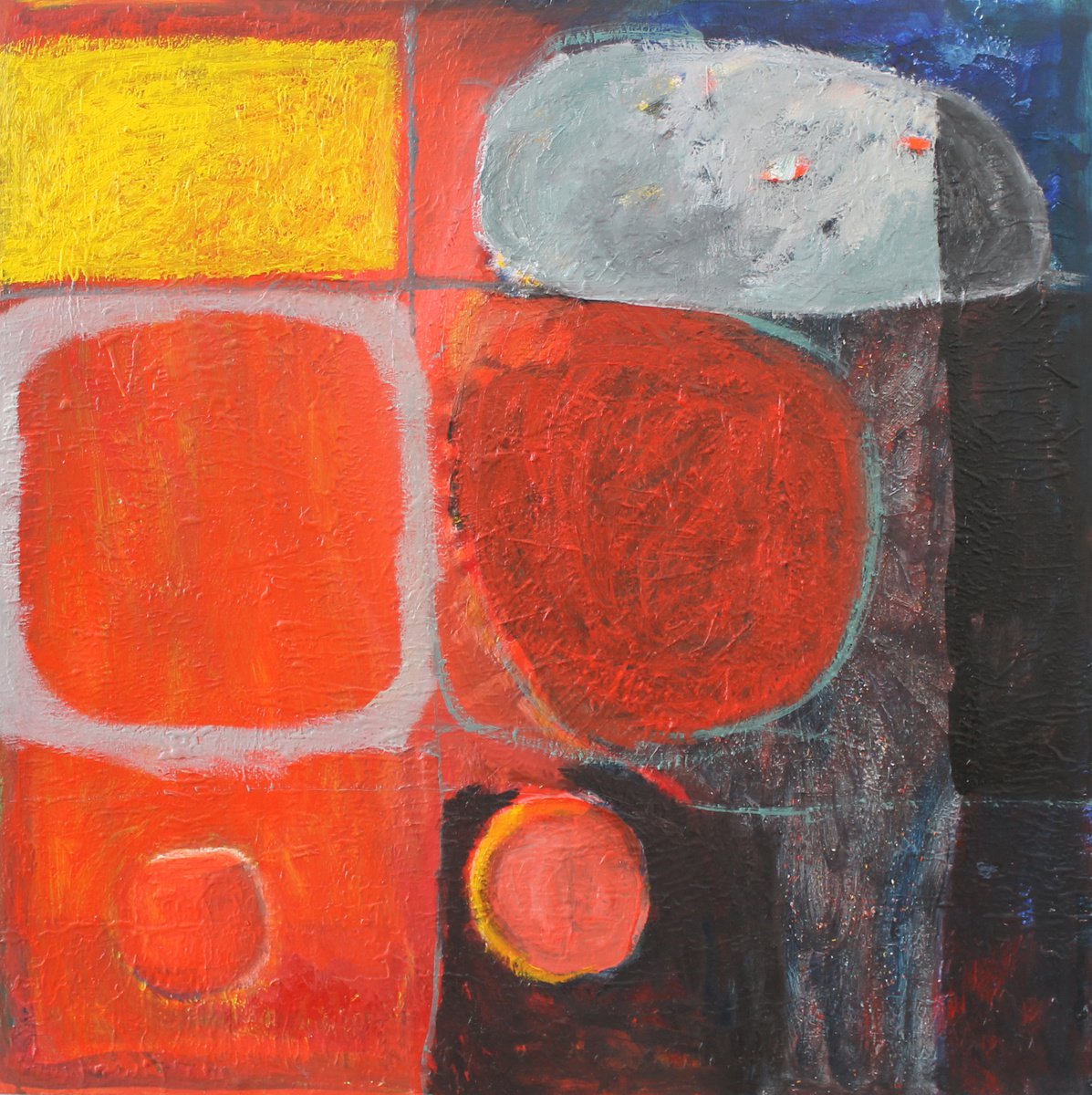 Geometric Abstract Acrylic Painting By Sergiy Dekalyuk, 28 X 28", Movement To The Sun, Original Artwork