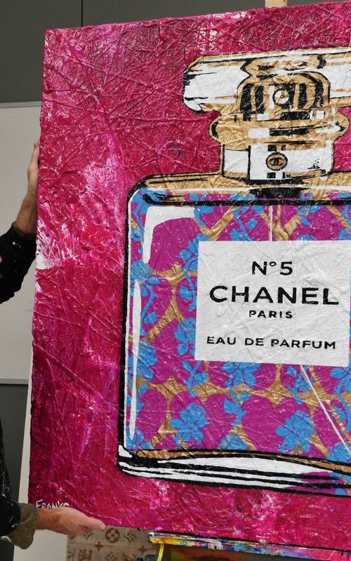 Pink Silk and Chanel 120cm x 120cm Huge Texture Urban Pop Art by Franko