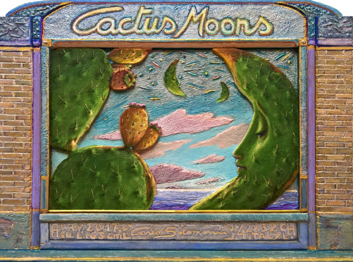 - CACTUS MOONS - ( 3D effect, ready to hang ) by Carlo Salomoni