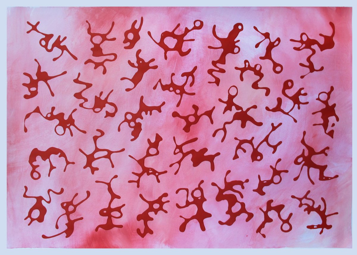 Organic Abstract Painting By John Sharp, 39 X 28, Menagerie 6, Original Artwork