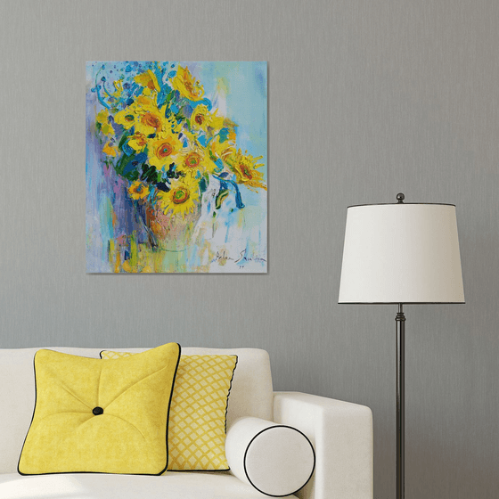 Sunflowers on white
