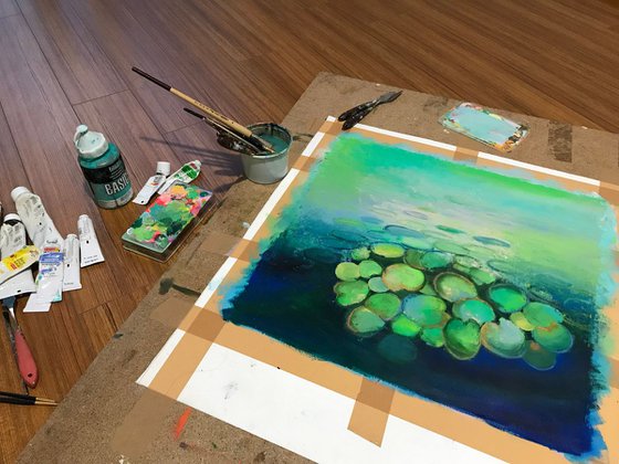 Water Lily Pond ! Comtemporary Abstract Art