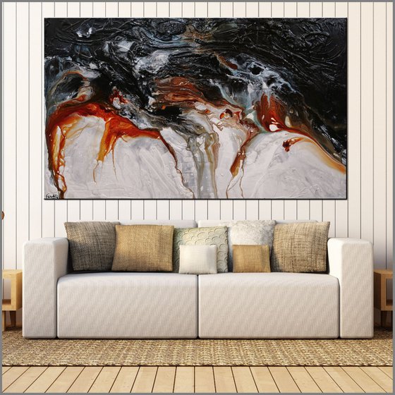 Oxide Coast 200cm x 120cm Black Oxide Textured Abstract Art