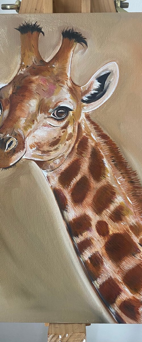 Giraffe oil painting by Bethany Taylor