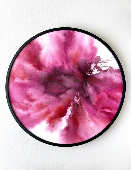 Peonies, floral round art