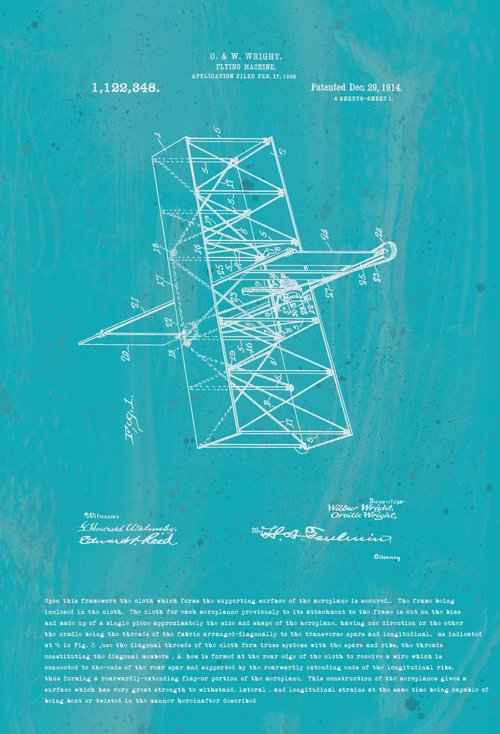 Orville Wright Flying Machine Patent 1914 by Marlene Watson