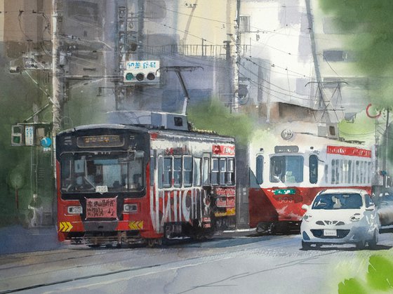 Crossing Trams in the Afternoon Light