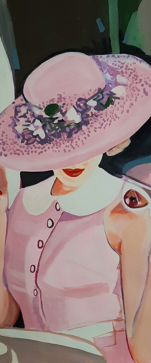 Lady with hat / 100 x 70 cm by Alexandra Djokic