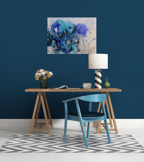 "Blue composition" Abstract painting 60 x 80cm