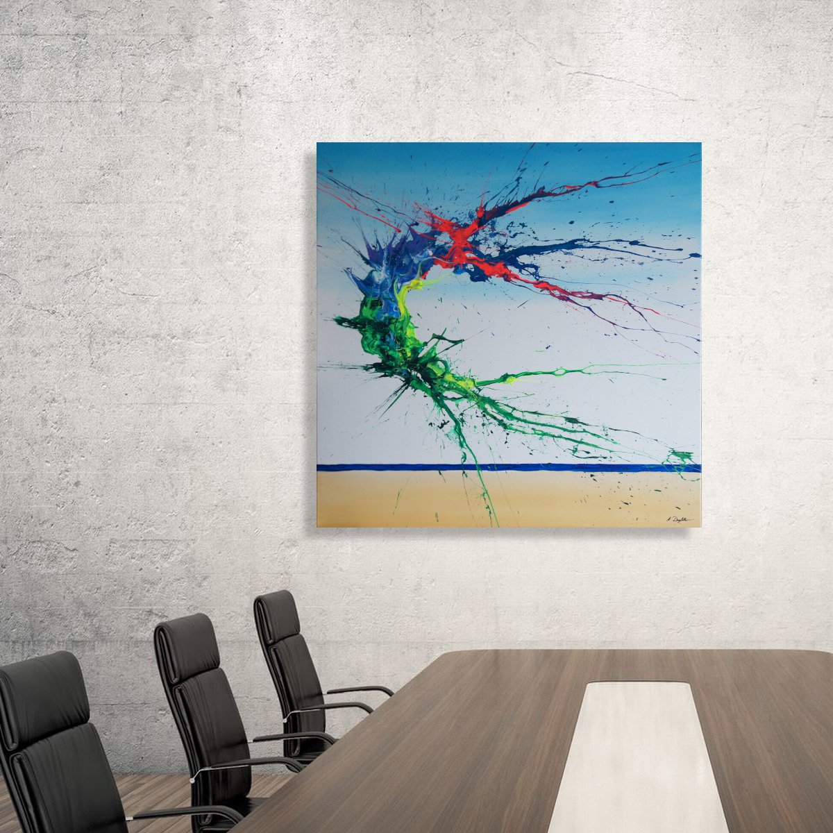 Abstract Acrylic Painting By Ansgar Dressler, 39 X 39, Summer Phenomenon Iv, Original Artwork