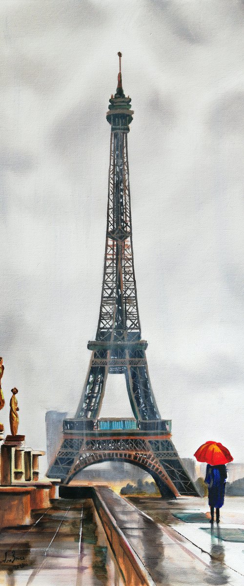Rain at the Eiffel Tower by Gordon Bruce
