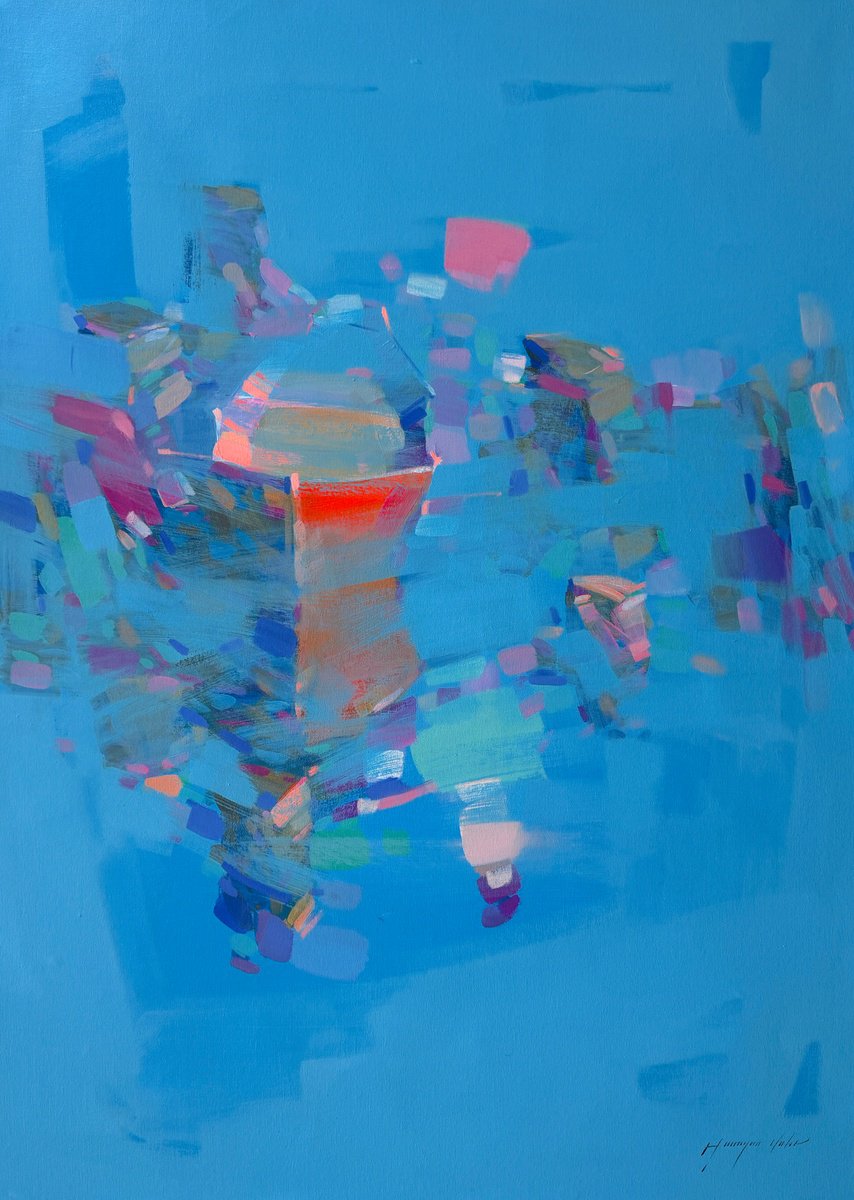 Impressionistic Landscape Oil Painting By Vahe Yeremyan, 31 X 43", Canoe, Original Artwork