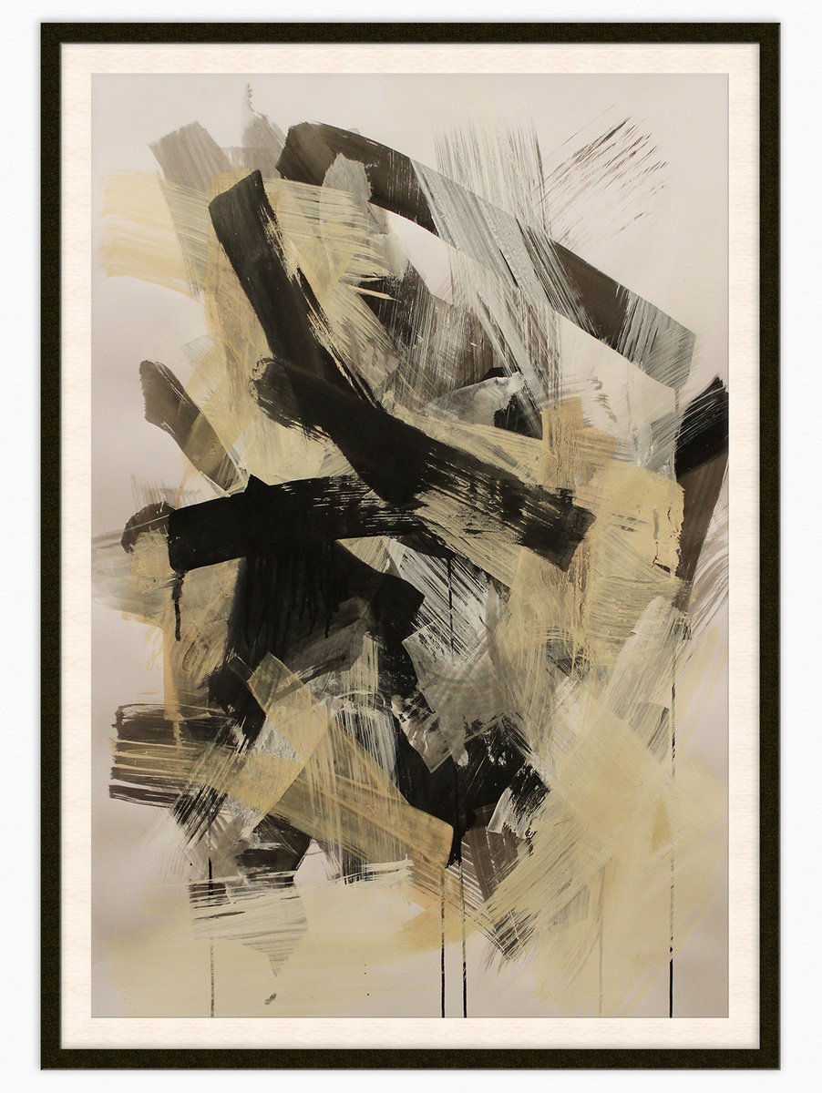 Expressive Abstract Painting By T Kyomu, 28 X 39", Furiousity I, Original Artwork