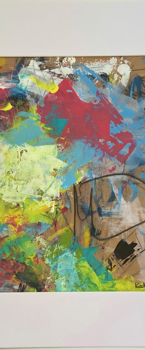 Hidden Gems 14 - brightly colored energetic bold abstract painting raw art by Kat Crosby