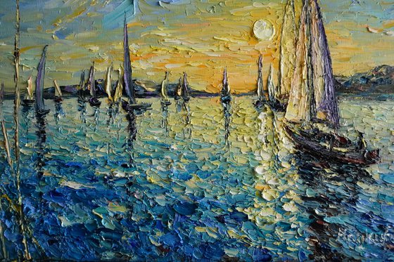 Sunset Sailing Boats