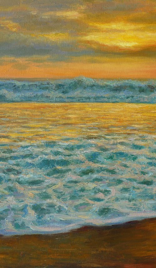 Beautiful Sea Sunset - original oil painting by Nikolay Dmitriev