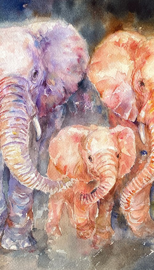 Elephants_ Family of Five by Arti Chauhan