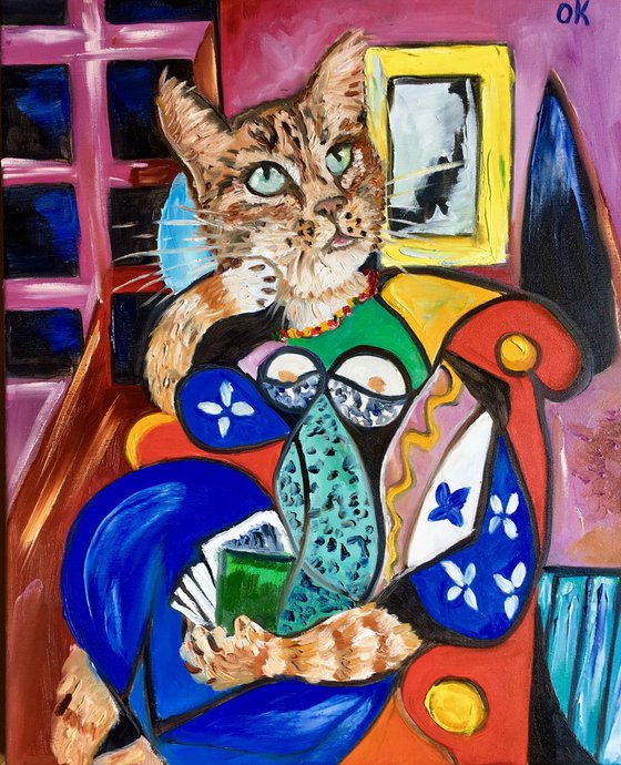 Dreaming Cat version of Picasso painting FOR CAT LOVERS GIFT IDEA