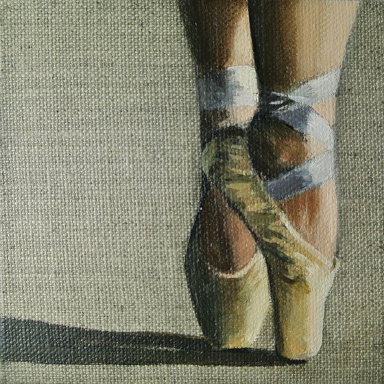 Ballet Shoes 2, Ballerina Dancer Miniature, Framed and Ready to Hang