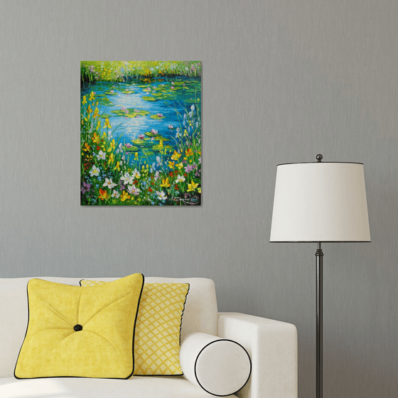 Pond by the Blooming Bank,