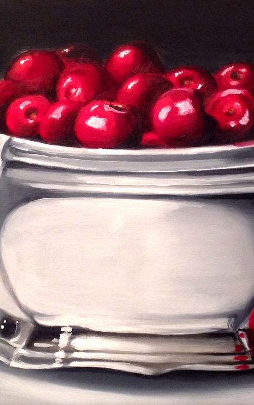 My earring and cherries - original oil painting- 20 x 30 cm ( 8 x 12 inches) by Valentina Toma' aka Zoe Chigi