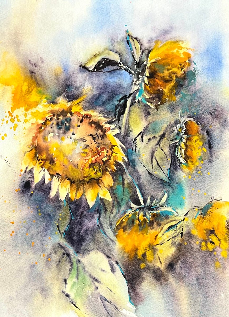 Sunflowers Watercolor by Yana Ivannikova