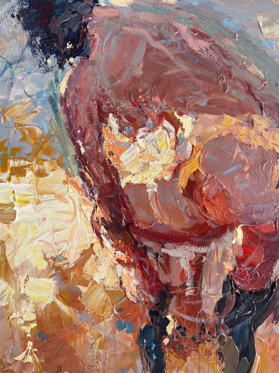 Female Nude Portrait Oil Painting on Canvas