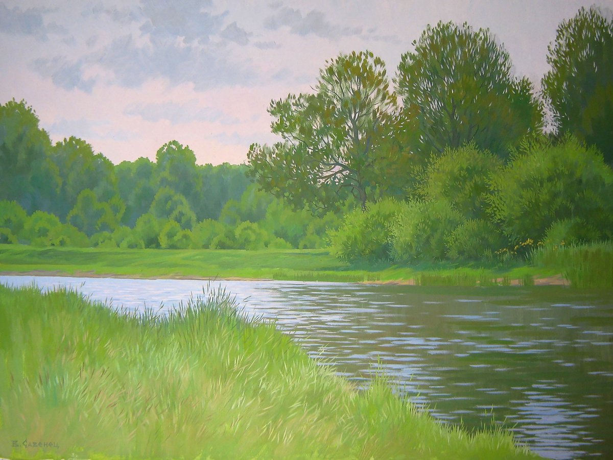 Impressionistic Landscape Oil Painting By Valeriy Savenets-1, 31 X 24", July. It