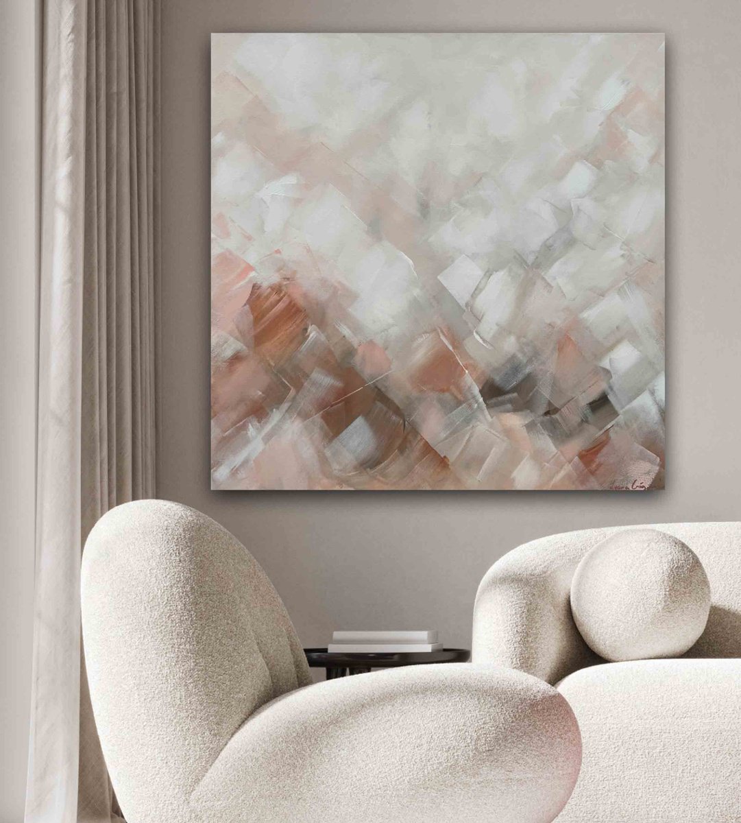 Abstract Landscape Acrylic Painting By Ivana Gigovic, 35 X 35, A Moment In Time No 25, Original Artwork