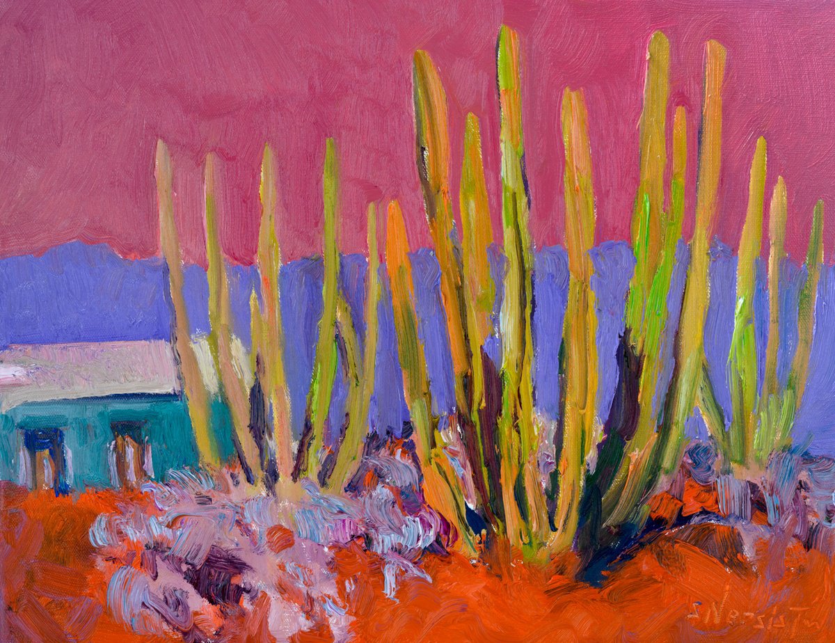 Expressive Oil Painting , Desert Afterglow By Suren Nersisyan, 18 X 14, Artwork For Sale On Artfinder