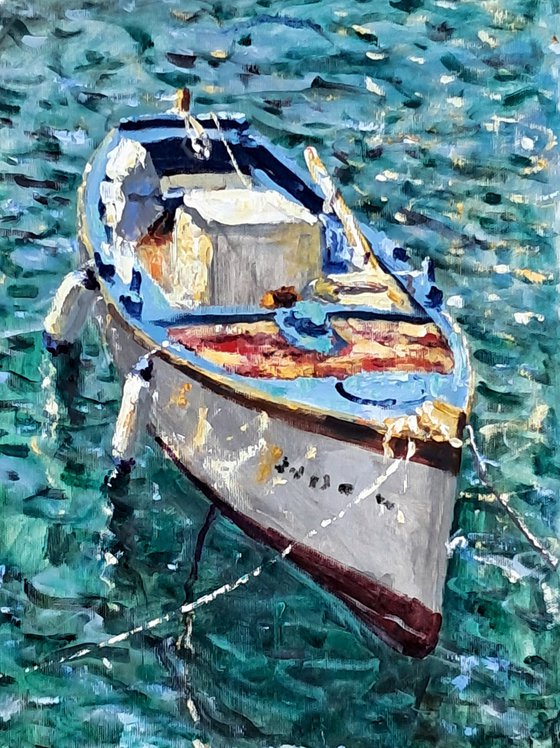Old blue wooden boat