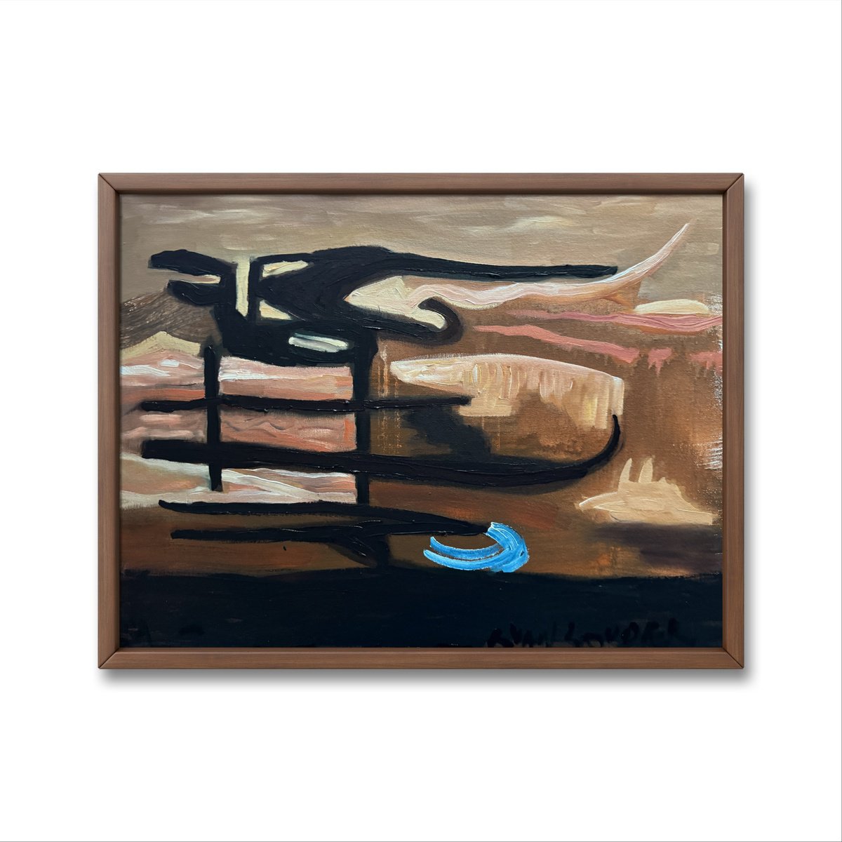 Abstract Landscape Oil Painting By Ryan Louder, 24 X 19", Sunset River, Original Artwork