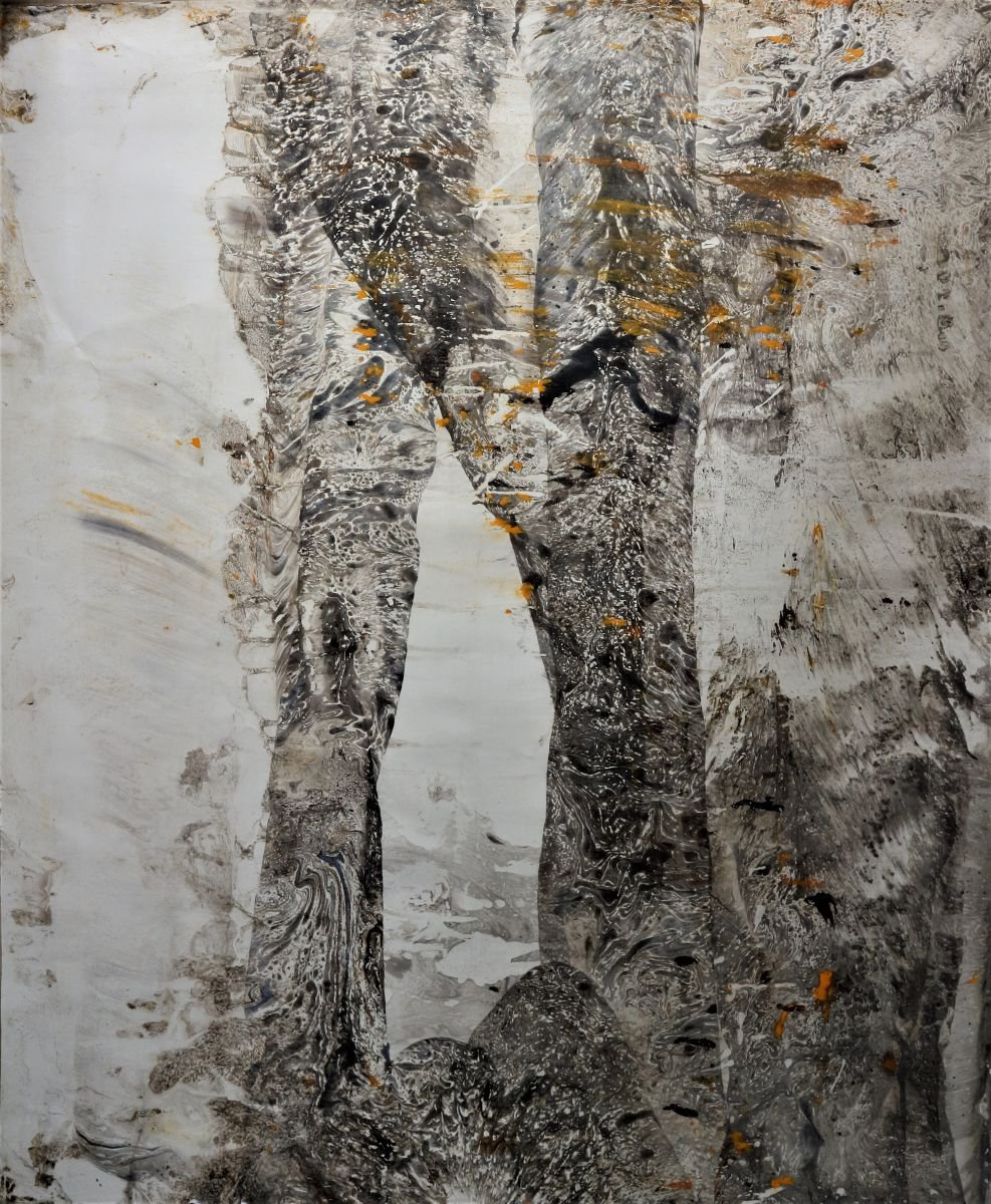 Organic Abstract Oil Painting By Florina Breazu, 29 X 35, Cadence, Original Artwork