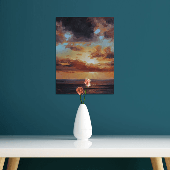 Sea sunset. ORIGINAL OIL PAINTING, GIFT