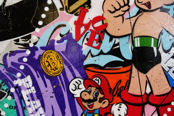 Lucky Strike Monopoly 190cm x 100cm Monopoly Man Textured Urban Pop Art