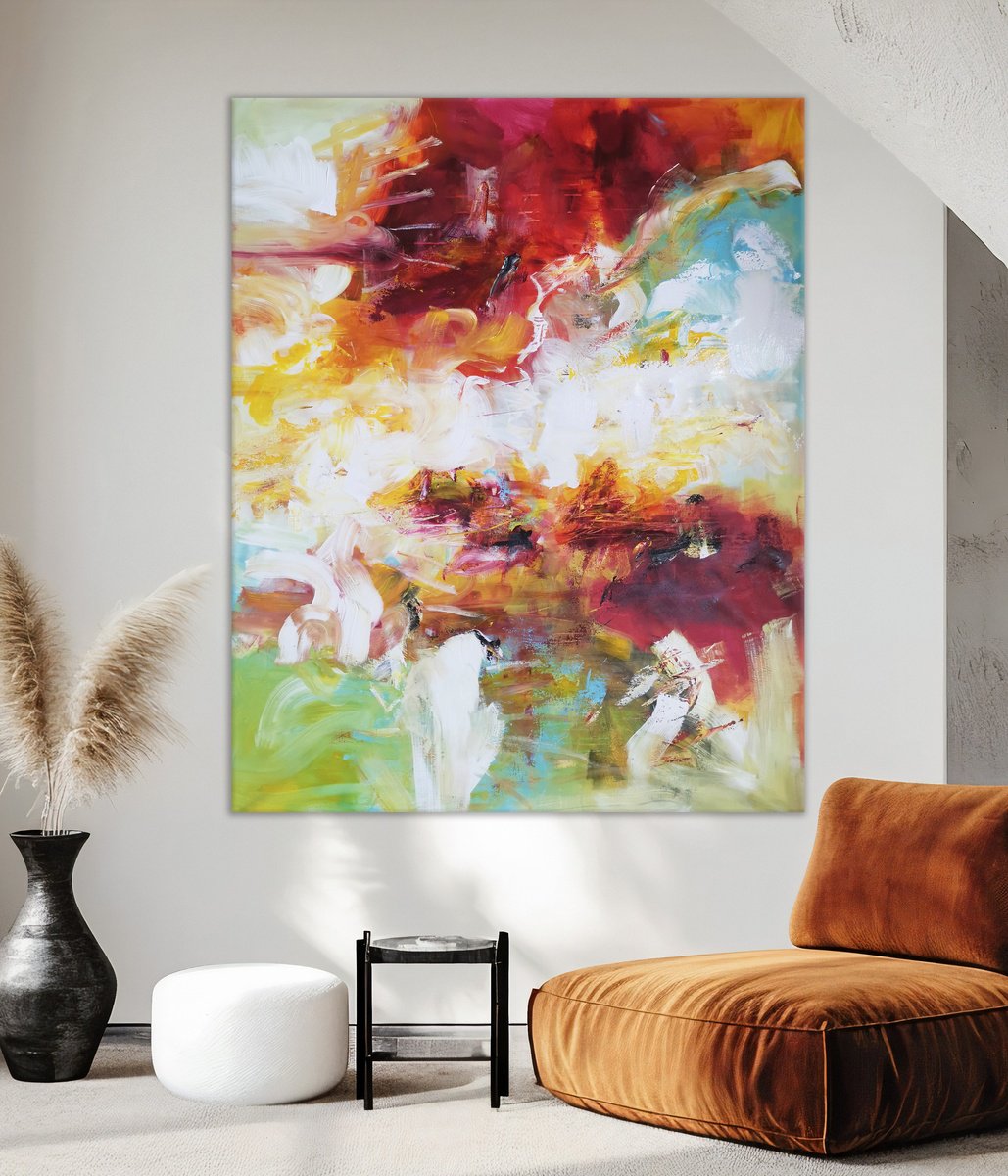 Abstract Acrylic Painting By Andrada Anghel, 48 X 60, Sense Of Judgment Ii, Original Artwork