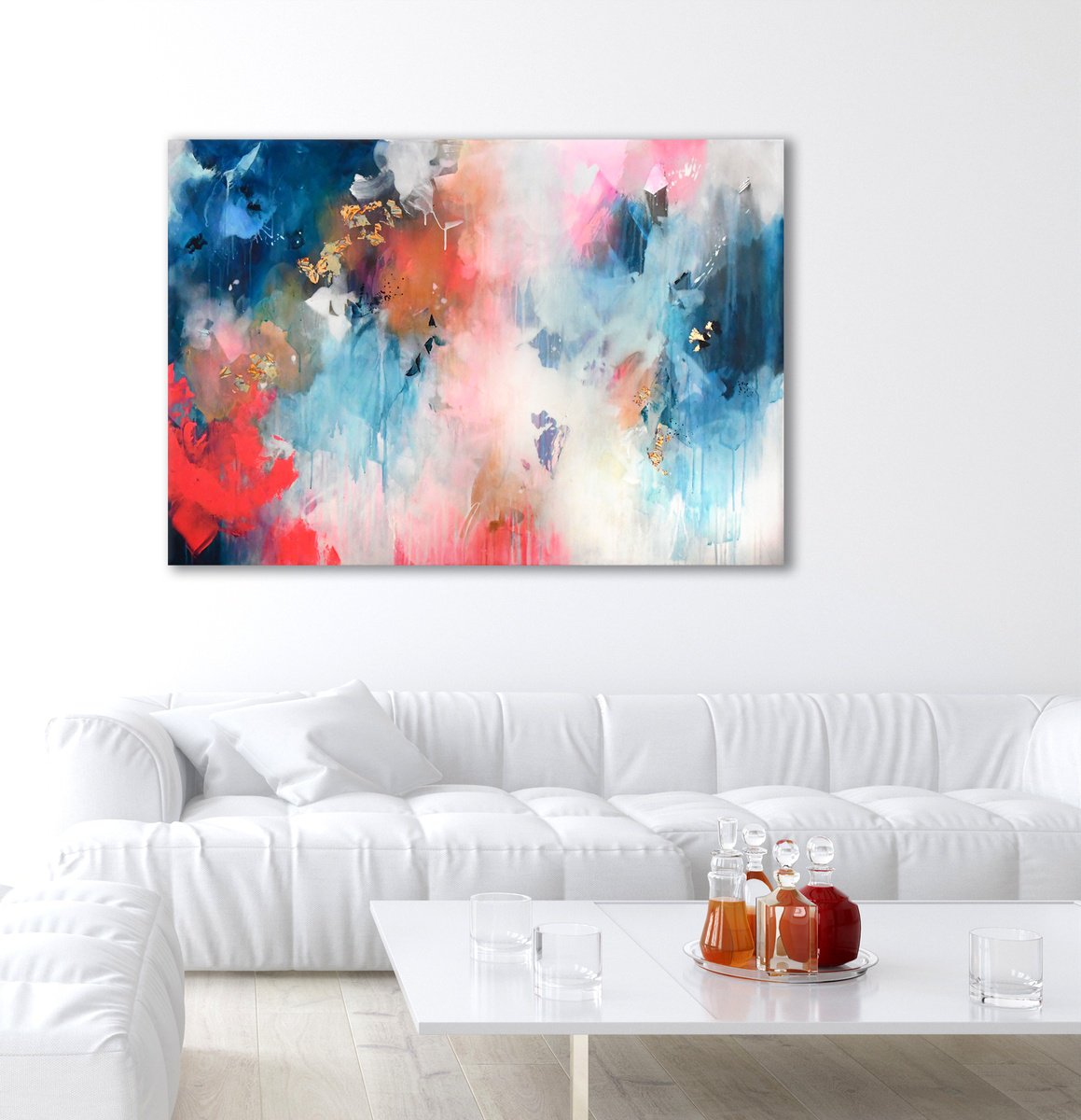 Abstract Acrylic Painting By Kirsten Handelmann, 51 X 35", Peaceful Solitude, Original Artwork