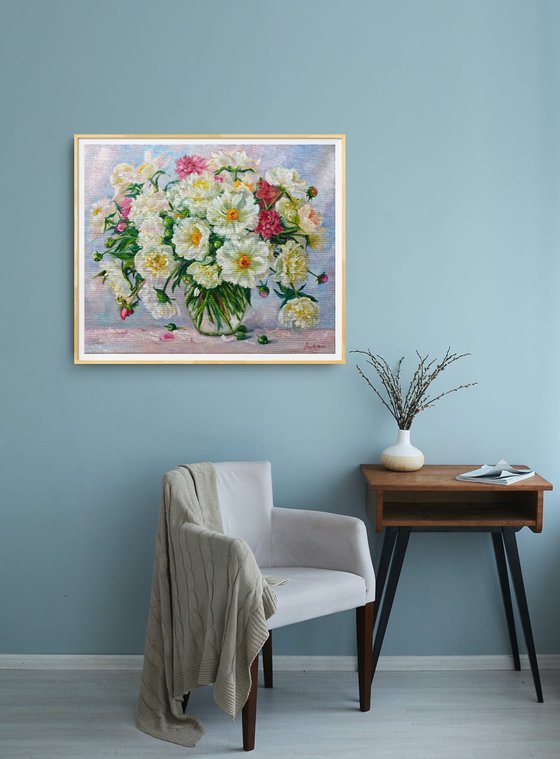 Peonies bouquet  still life