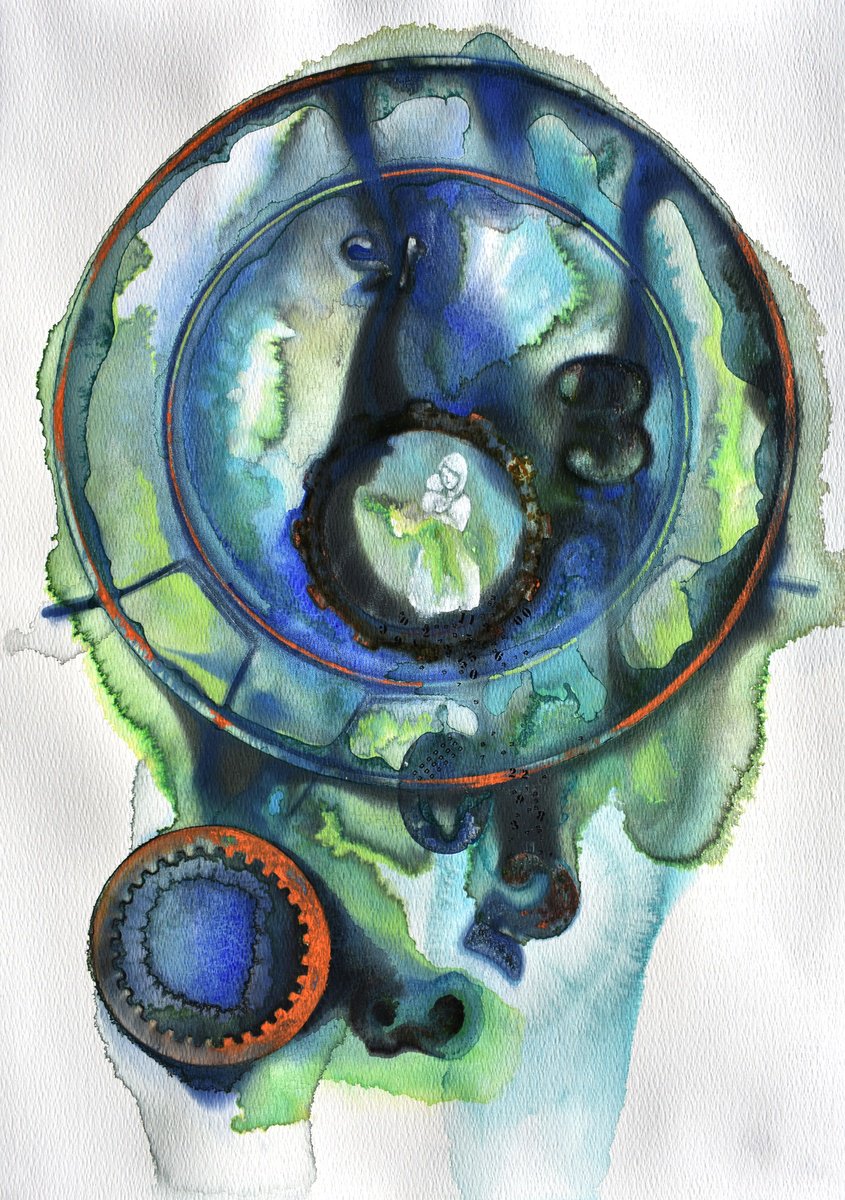 Abstract Acrylic Painting By Milena Nicosia, 21 X 29", Messo Al Mondo, Original Artwork