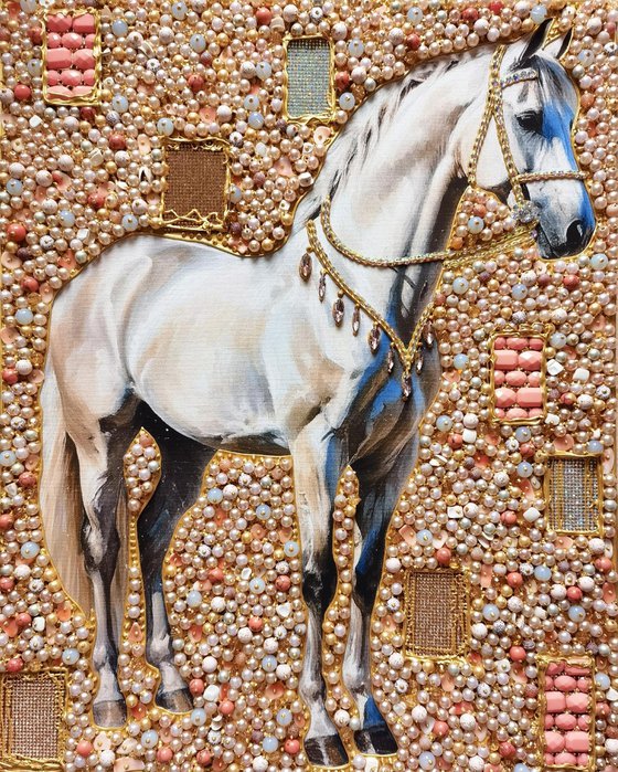 Horse. Pearl painting