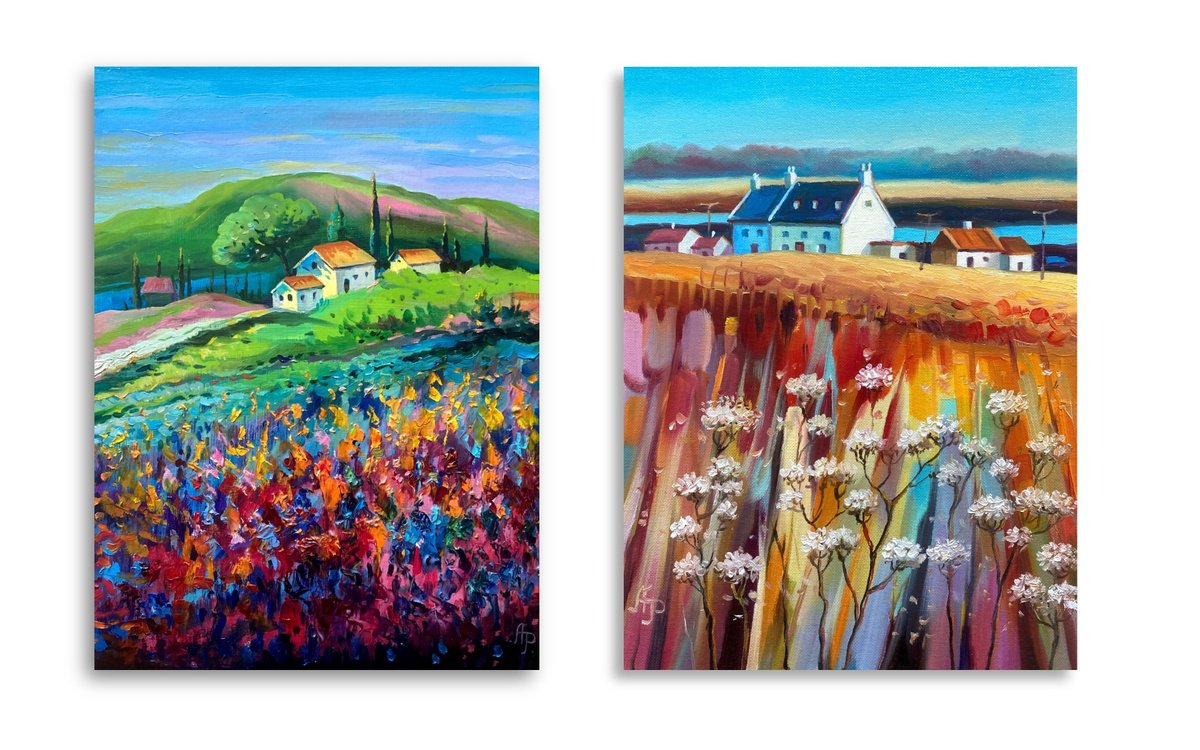 Diptych. Melody Of Summer By Olena Romanenko, 24 X 16, Artwork For Sale On Artfinder