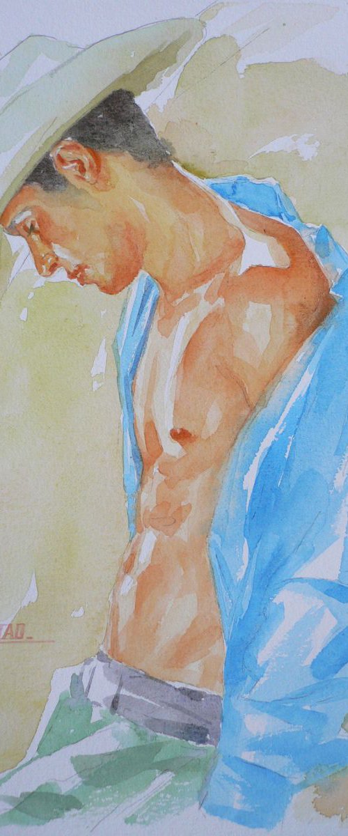 watercolour painting  cowboy #16-4-25-03 by Hongtao Huang