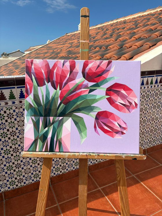 RED TULIPS IN A VASE