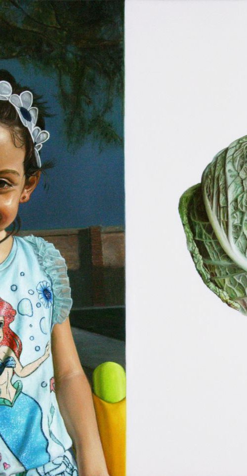 Bi-painting - Sofia/A savoy cabbage by Paolo Borile