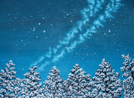Starry Night Over Snowy Forest