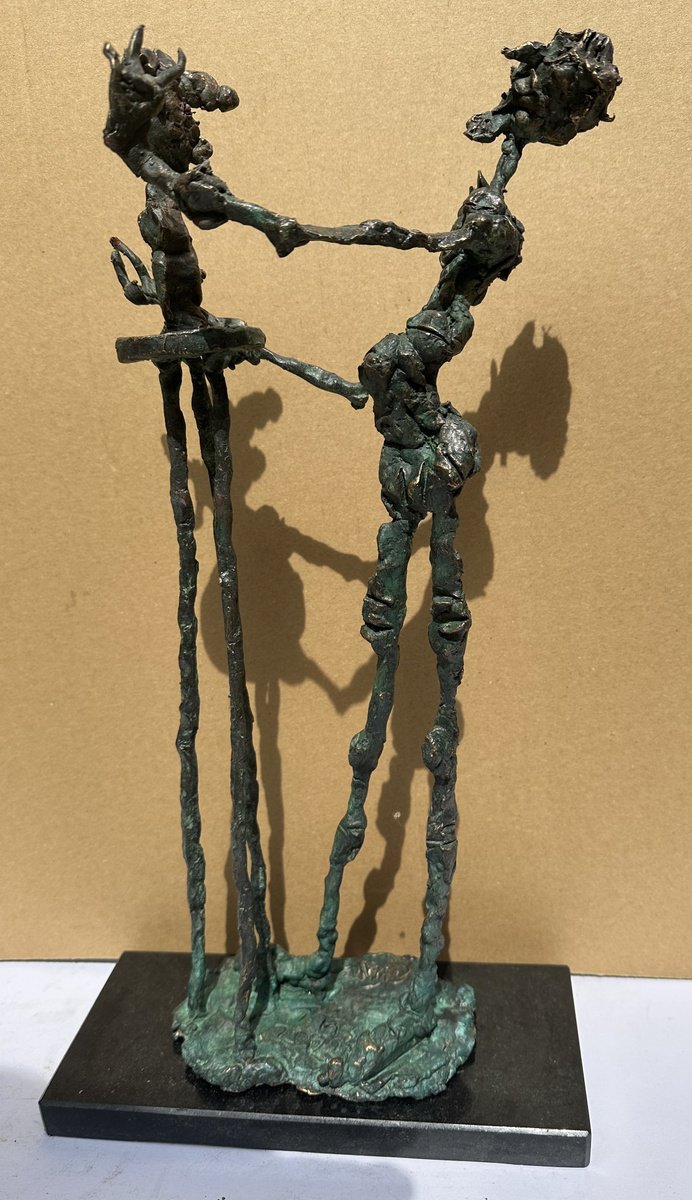 Surrealistic Portrait Bronze Sculpture By Toth Erno, 8 X 18", Creator 2., Original Artwork