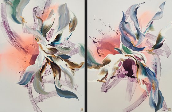 Plumage in Motion Diptych