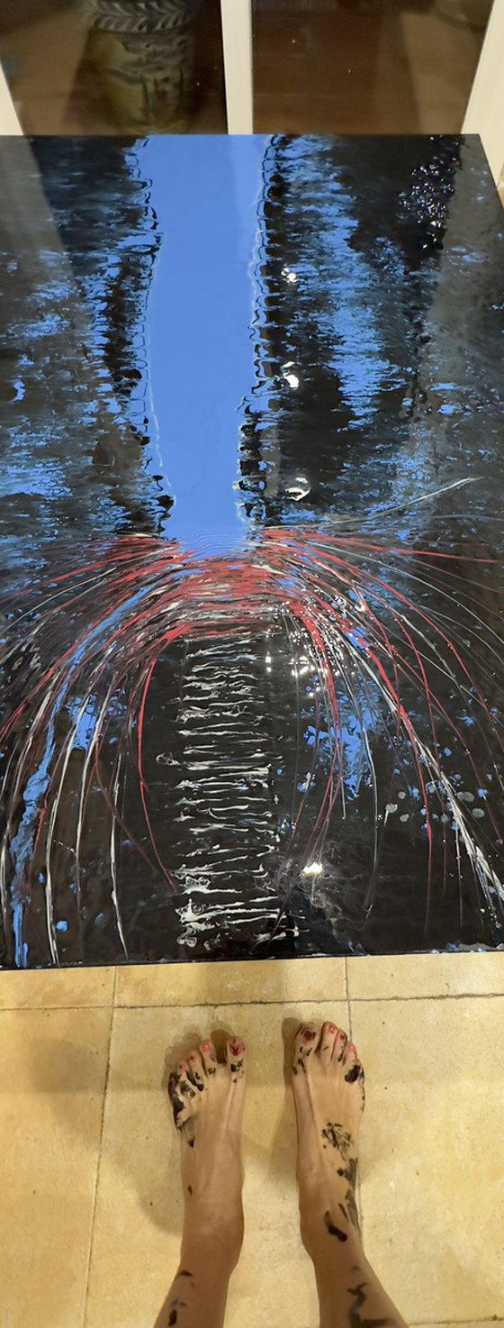 Forever — Blue-Black Resin Abstract, 150 cm