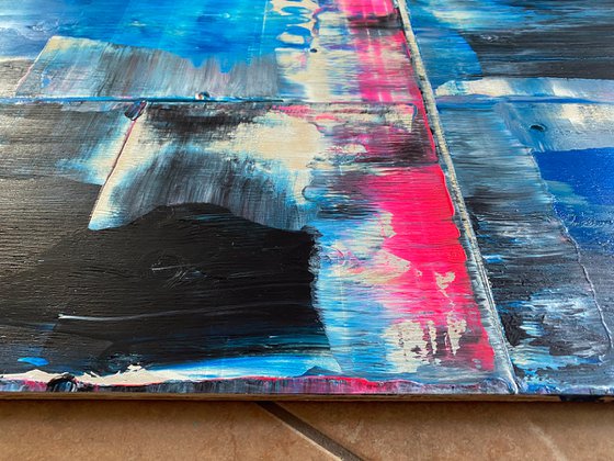 "To Trauma, With Love" - FREE USA SHIPPING - Original PMS Abstract Acrylic Painting On Reclaimed Wood - 48" x 20"