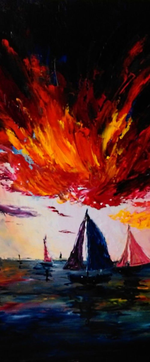 The last sunset, Free Worldwide Shipping, 60x70 cm by Anastasiia Novitskaya
